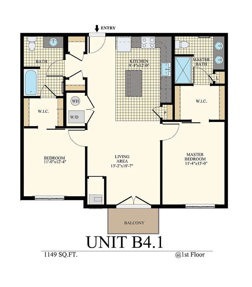 Two bedroom apartment unit B4.1 at The Station at Willow Grove  